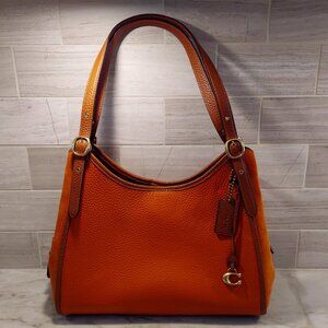 Coach Lori Pebbled Leather & Suede Shoulder Bag- Canyon color